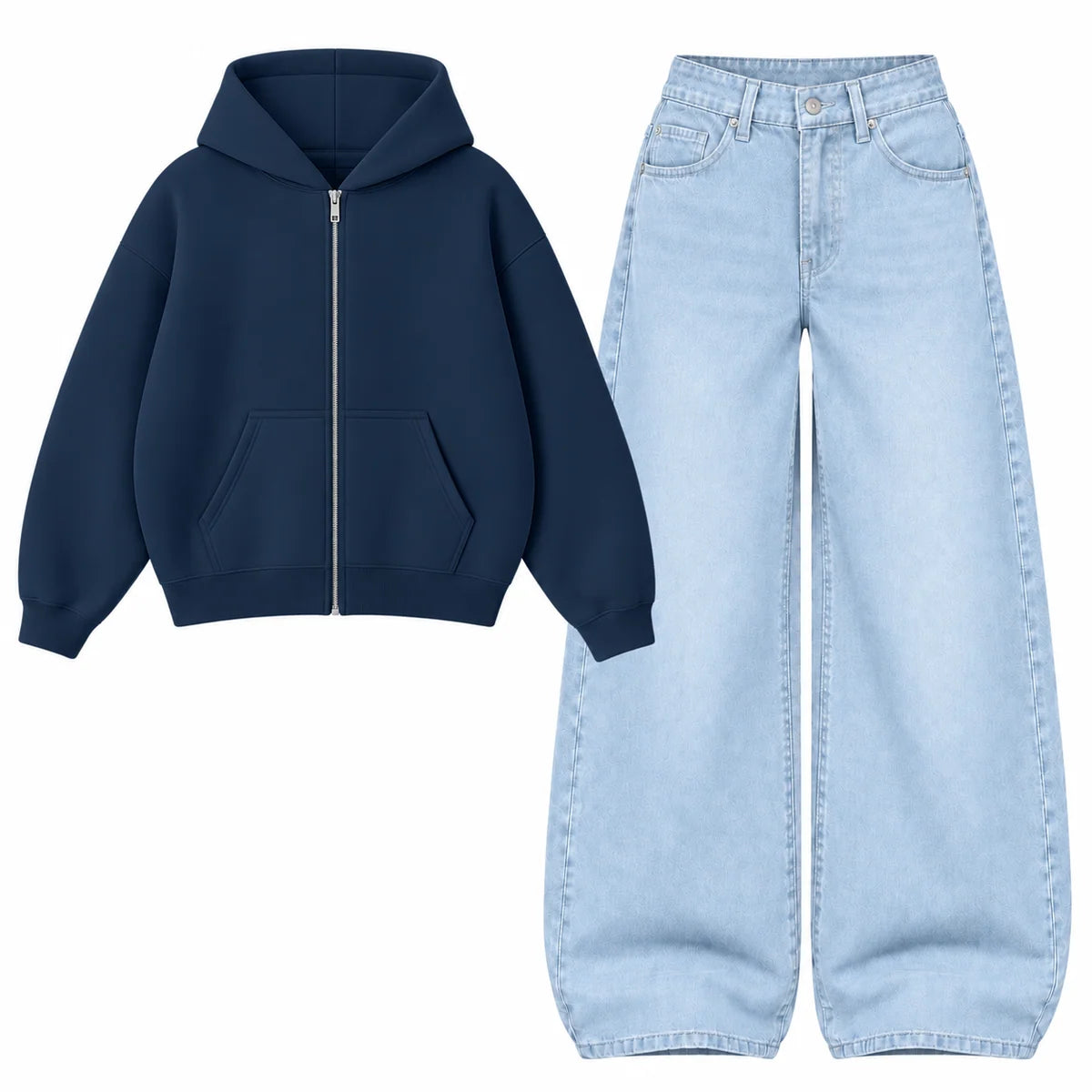 Baggy Jeans With Oversized Zipper