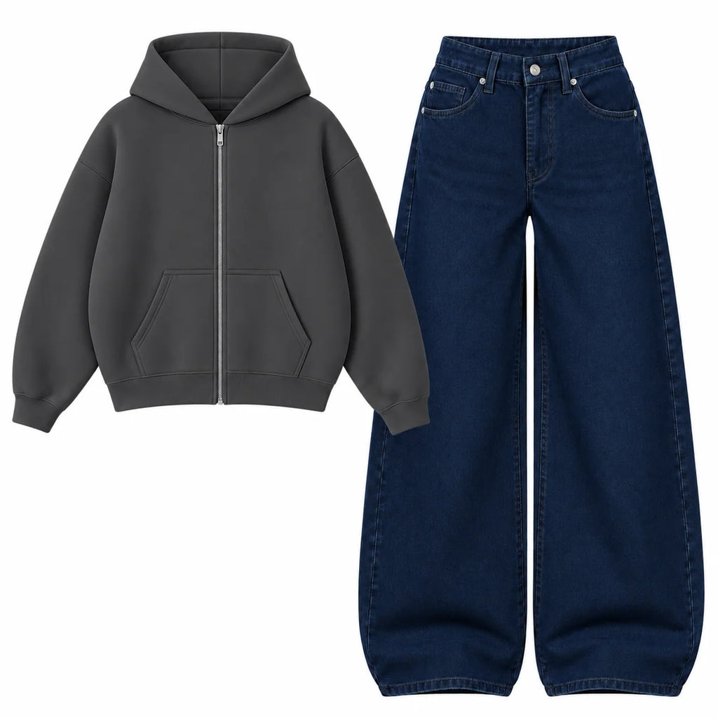 Baggy Jeans With Oversized Zipper