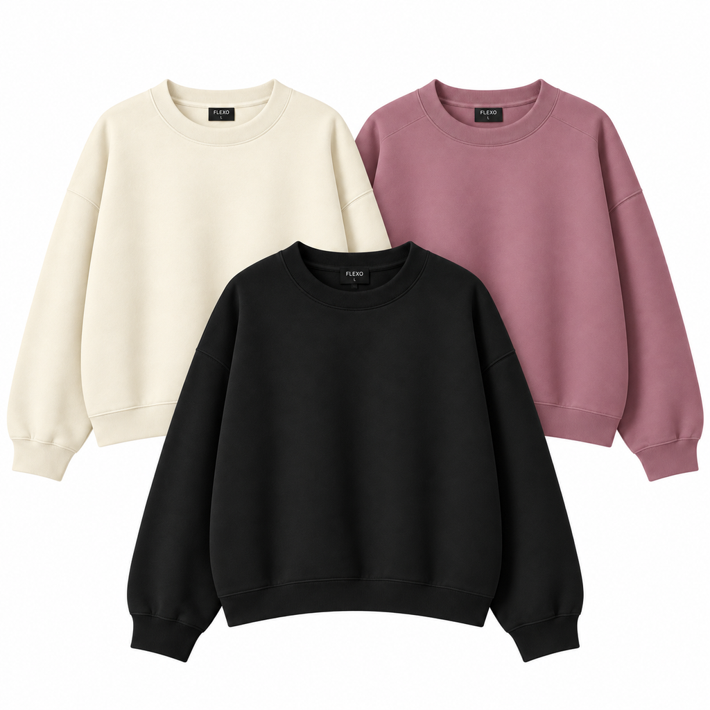 Pack Of 3 Oversize Drop Shoulder Sweatshirt