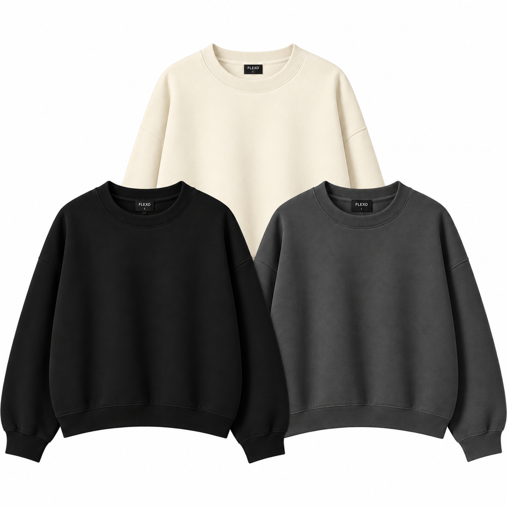 Pack Of 3 Oversize Drop Shoulder Sweatshirt