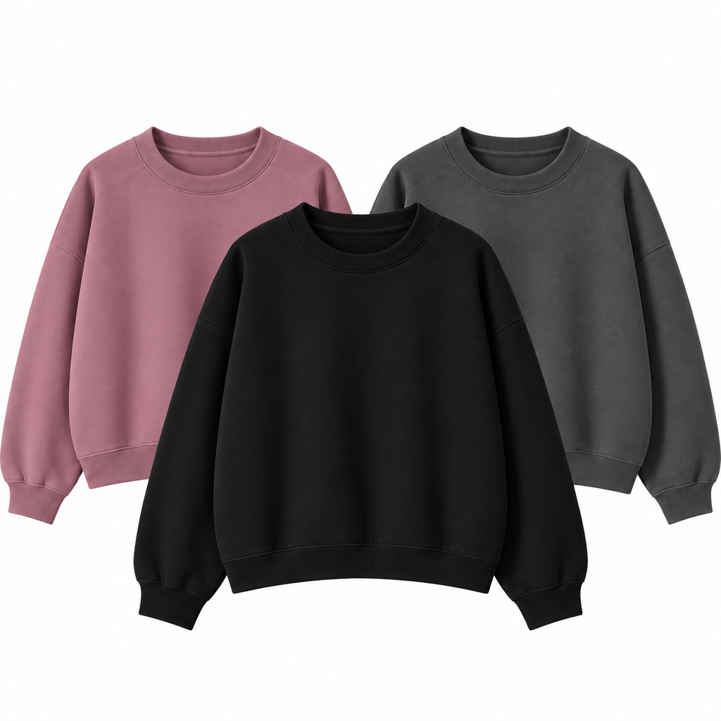 Pack Of 3 Oversize Drop Shoulder Sweatshirt