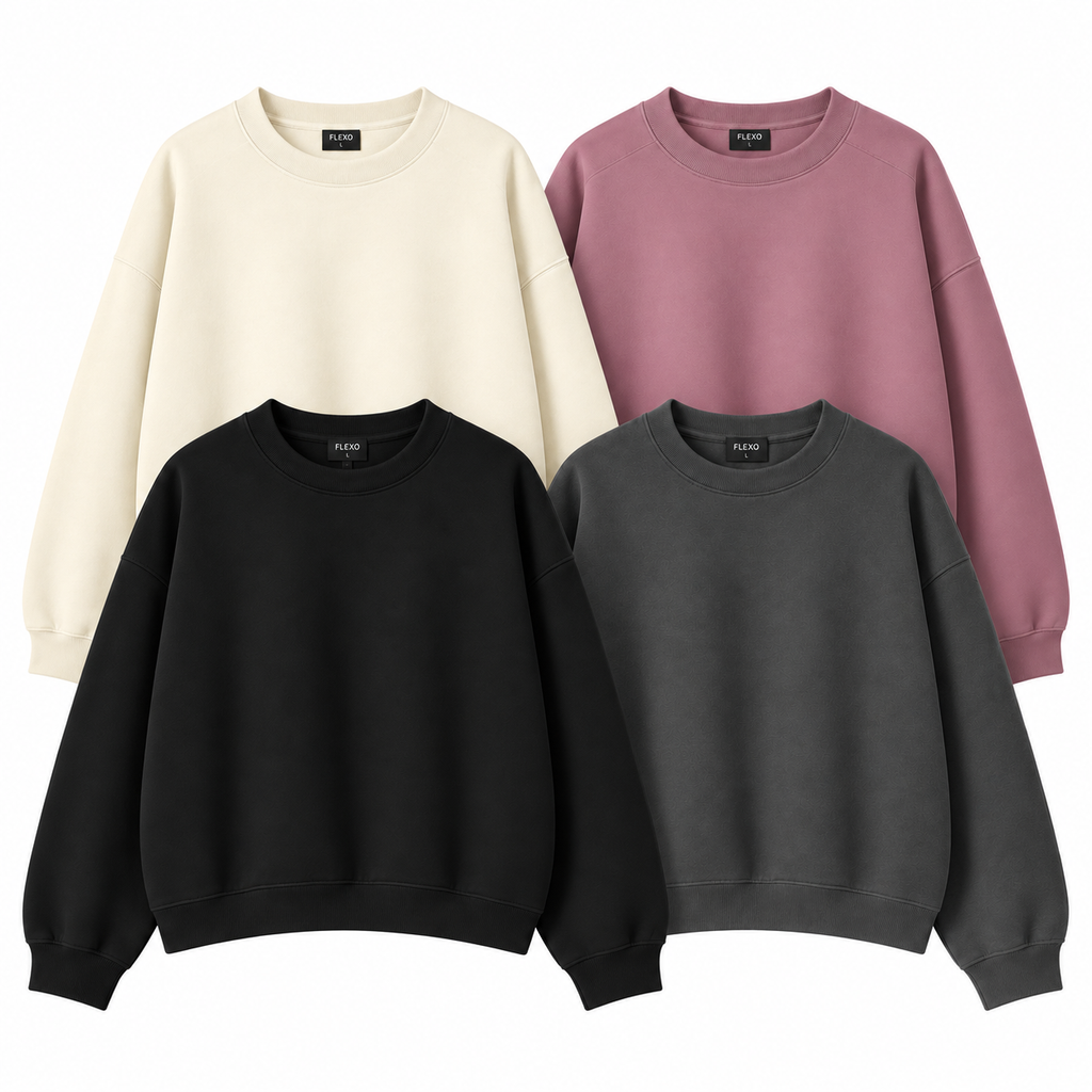 Pack Of 4 Oversize Drop Shoulder Sweatshirt