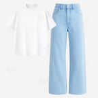 Iceblue Baggy Jeans With Oversized Drop Shoulder T-Shirt