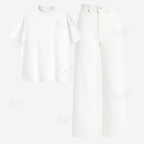 White Baggy Jeans With Oversized Drop Shoulder T-Shirt