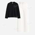 White Baggy Jeans With Full Sleeves T-Shirt