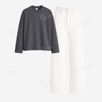 White Baggy Jeans With Full Sleeves T-Shirt
