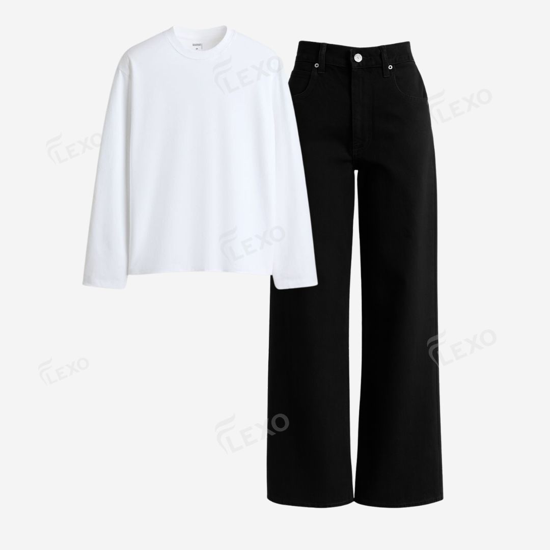 Black Baggy Jeans With Full Sleeves T-Shirt