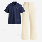 Beige Baggy Jeans With Polo