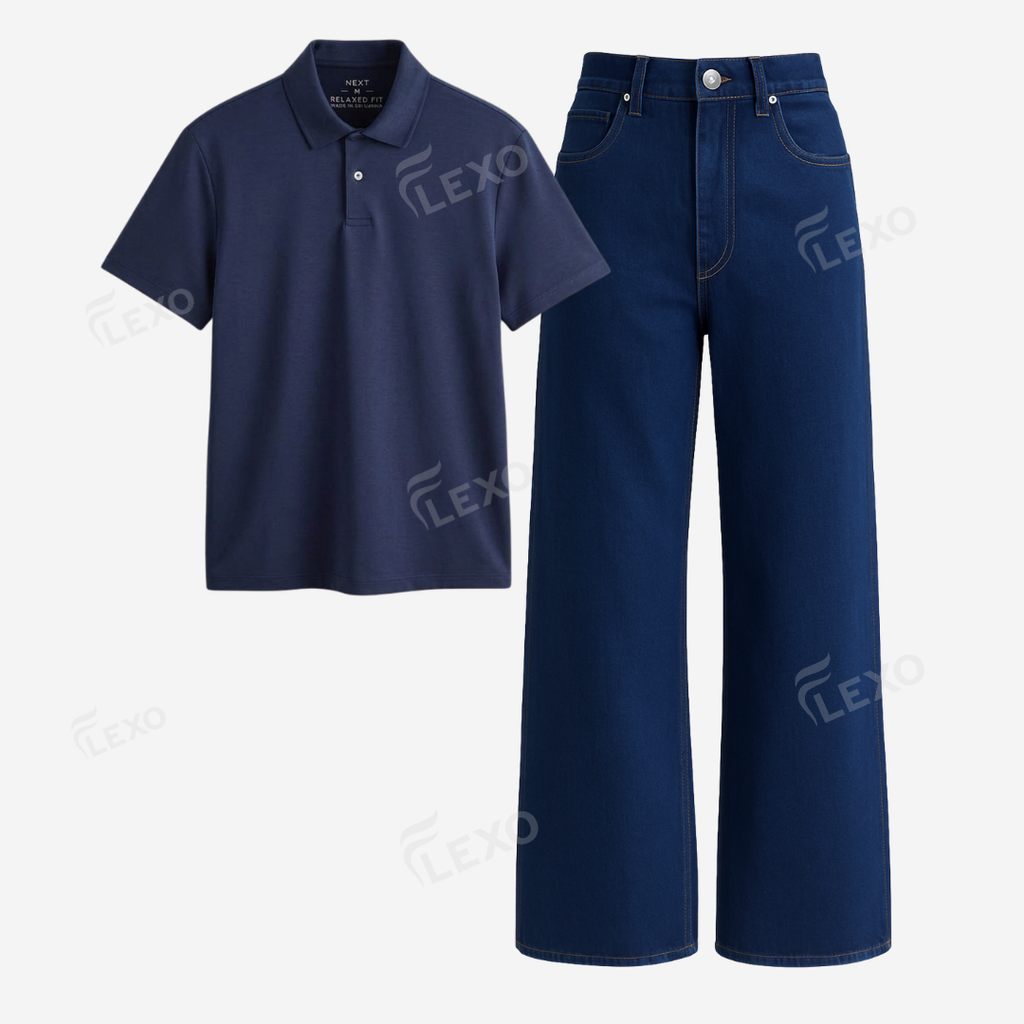 Darkblue Baggy Jeans With Polo