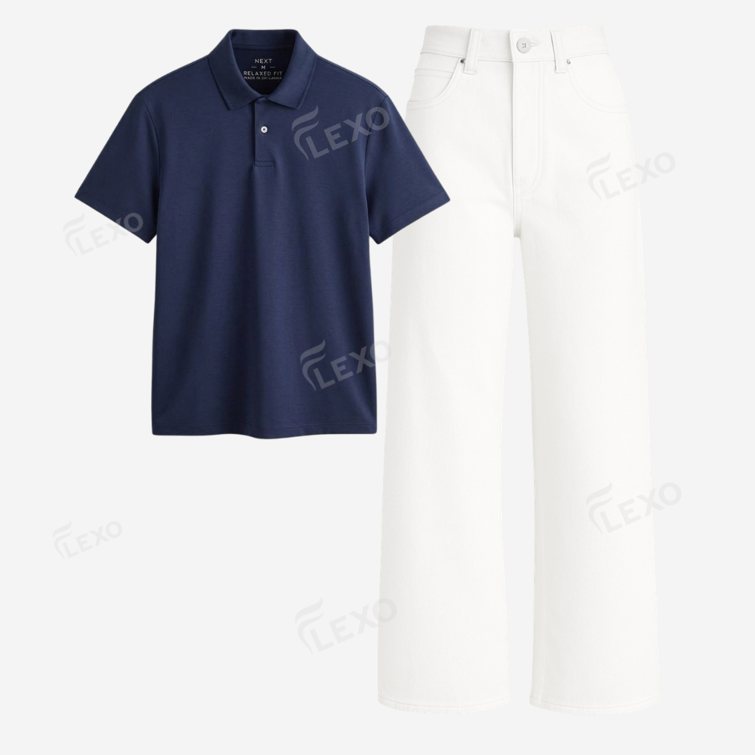 White Baggy Jeans With Polo