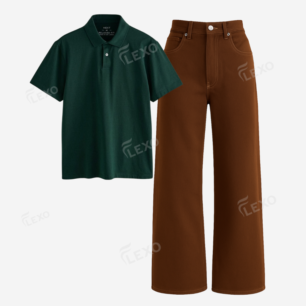 Brown Baggy Jeans With Polo