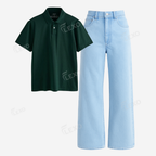 Iceblue Baggy Jeans With Polo
