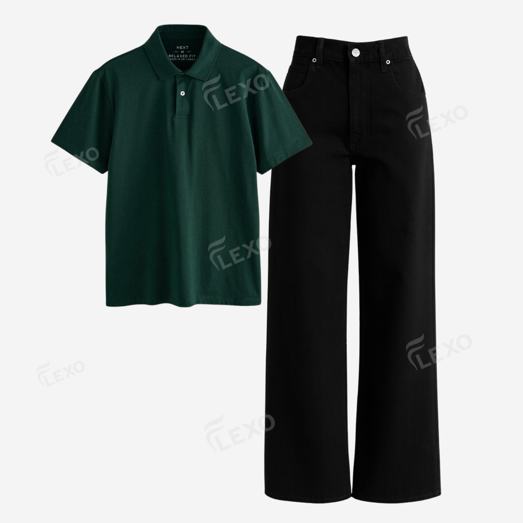 Black Baggy Jeans With Polo