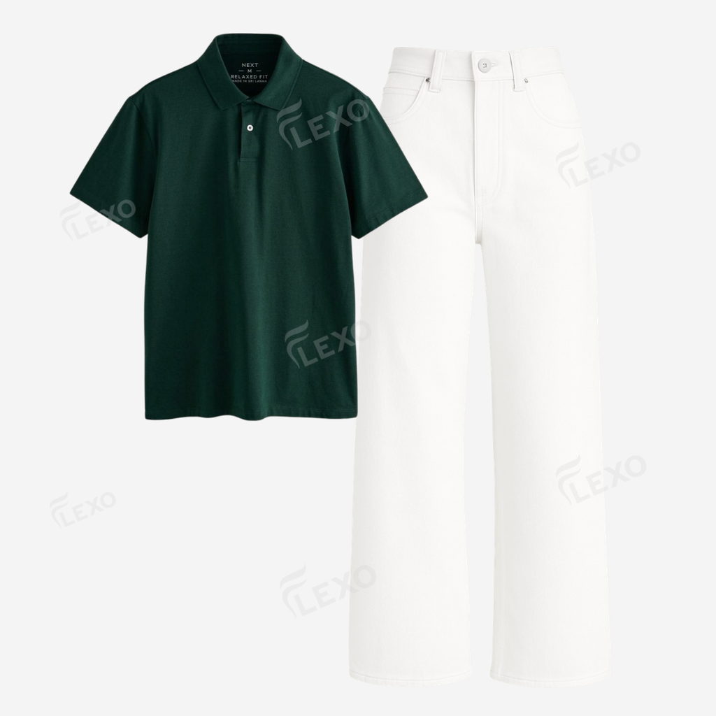 White Baggy Jeans With Polo