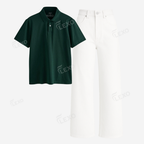 White Baggy Jeans With Polo