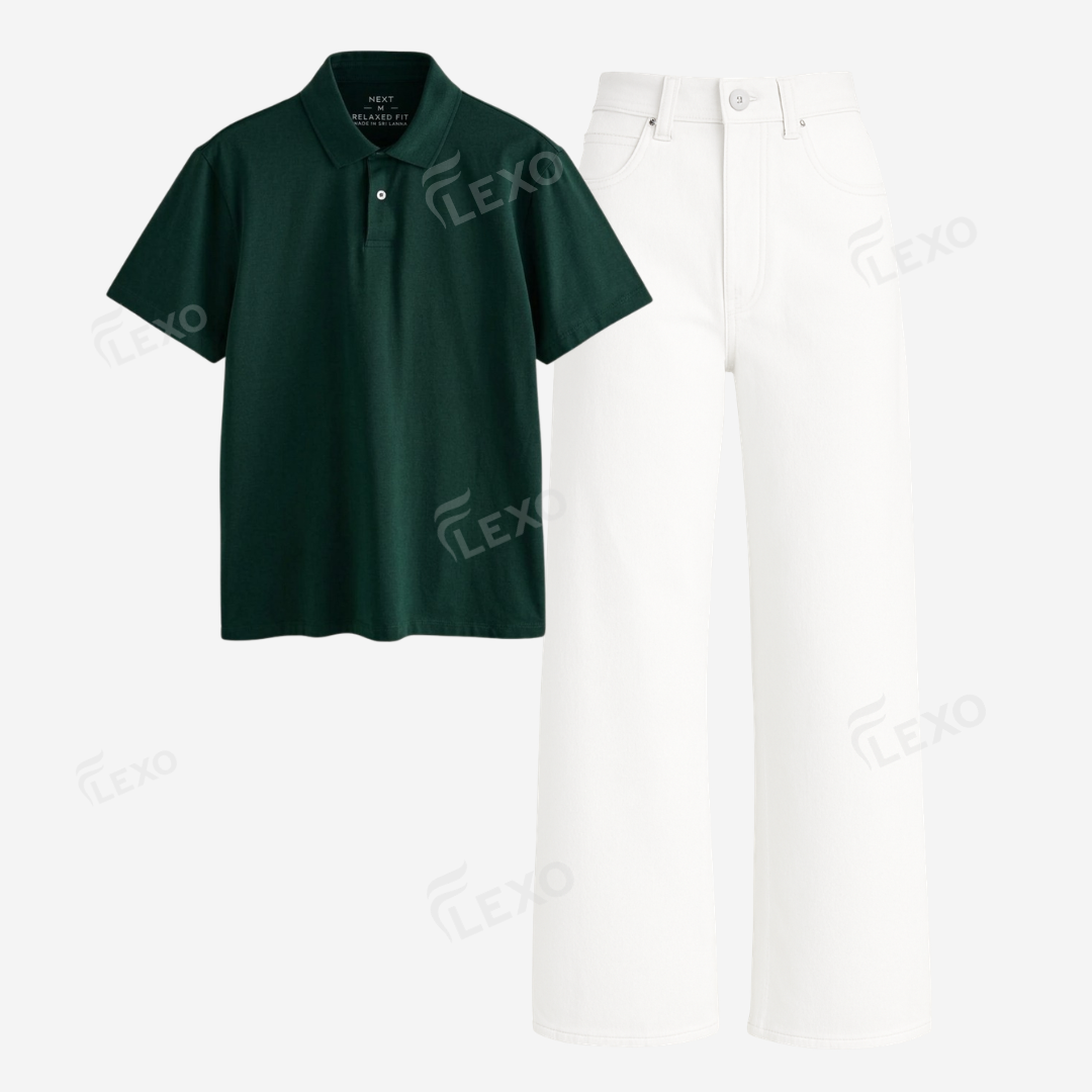 White Baggy Jeans With Polo
