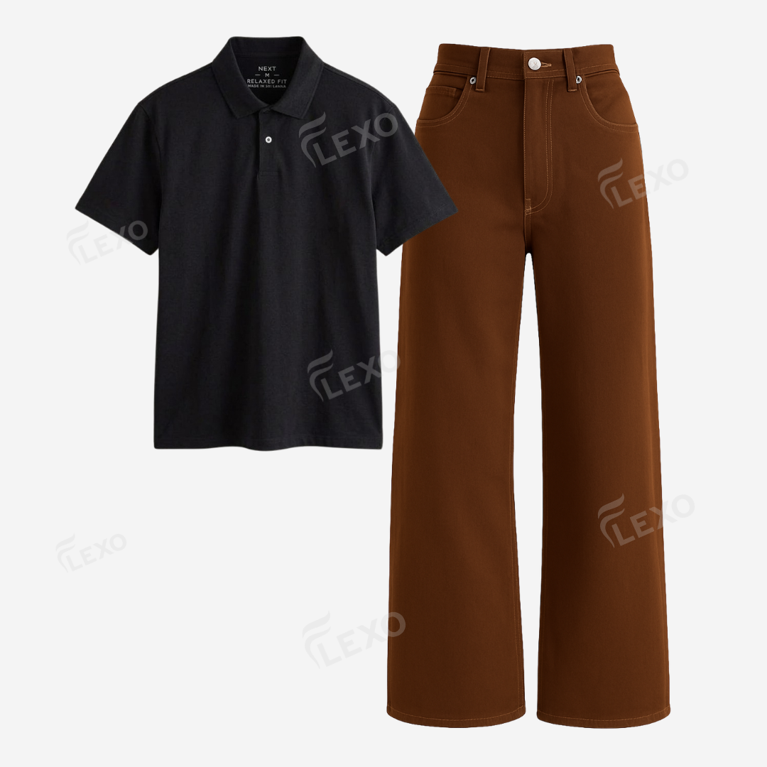 Brown Baggy Jeans With Polo Main image
