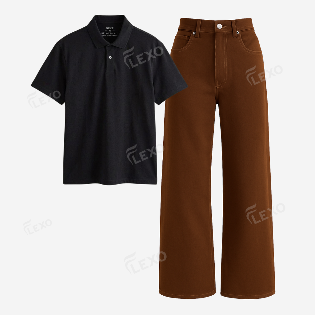 Brown Baggy Jeans With Polo