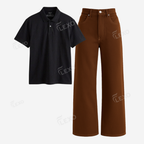 Brown Baggy Jeans With Polo