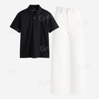 White Baggy Jeans With Polo