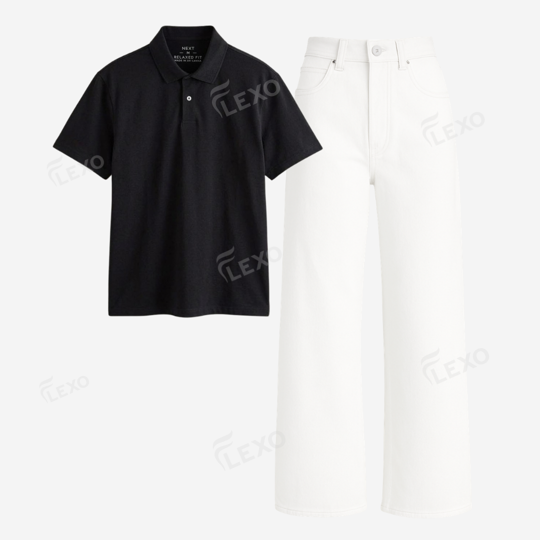 White Baggy Jeans With Polo