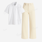Beige Baggy Jeans With Polo