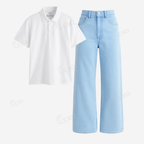 Iceblue Baggy Jeans With Polo