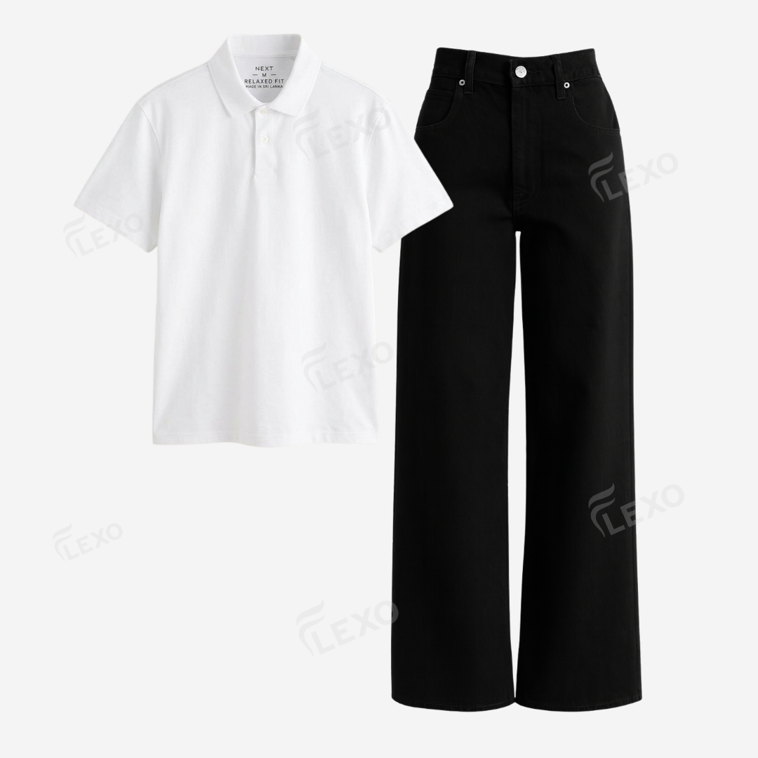 Black Baggy Jeans With Polo Secondary image