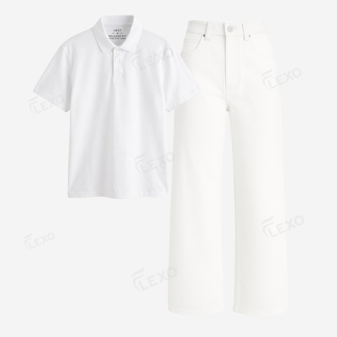 White Baggy Jeans With Polo Secondary image
