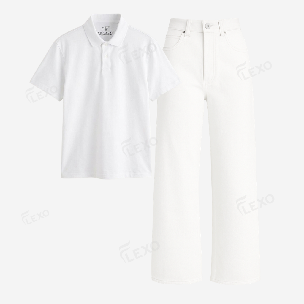 White Baggy Jeans With Polo