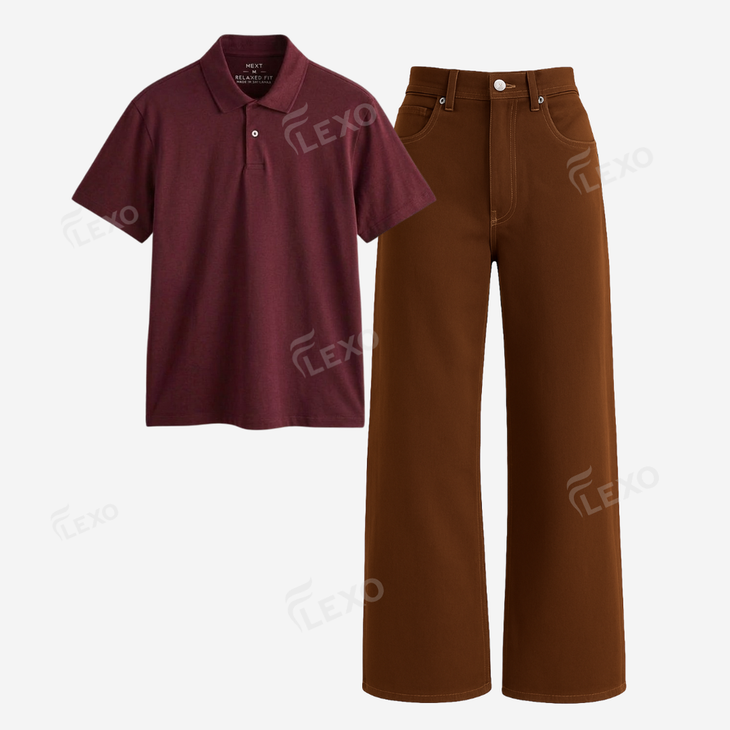 Brown Baggy Jeans With Polo