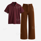 Brown Baggy Jeans With Polo