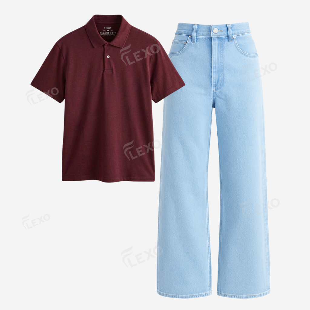 Iceblue Baggy Jeans With Polo