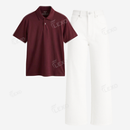 White Baggy Jeans With Polo