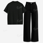 Black Baggy Jeans With Oversized Drop Shoulder T-Shirt