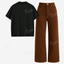 Brown Baggy Jeans With Oversized Drop Shoulder T-Shirt