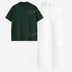 White Baggy Jeans With Oversized Drop Shoulder T-Shirt