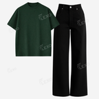 Black Baggy Jeans With Oversized Drop Shoulder T-Shirt