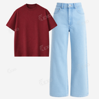 Iceblue Baggy Jeans With Oversized Drop Shoulder T-Shirt