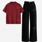 Black Baggy Jeans With Oversized Drop Shoulder T-Shirt