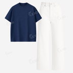 White Baggy Jeans With Oversized Drop Shoulder T-Shirt