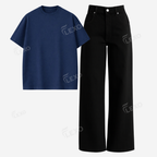 Black Baggy Jeans With Oversized Drop Shoulder T-Shirt