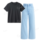 Iceblue Baggy Jeans With Regular T-Shirt