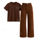 Brown Baggy Jeans With Regular T-Shirt