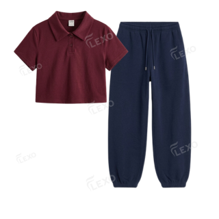 Navyblue Sweatpant With Crop Polo