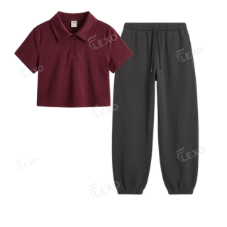 Charcoalgrey Sweatpant With Crop Polo