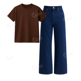 Darkblue Baggy Jeans With Regular T-Shirt
