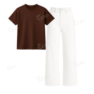 White Baggy Jeans With Regular T-Shirt