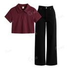 Black Baggy Jeans With Crop Polo