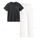 White Baggy Jeans With Regular T-Shirt